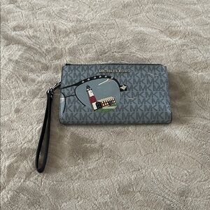 Michael Kors Limited Edition Blue Jet Set Wristlet with Nautical Design